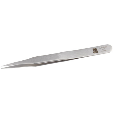 RS PRO 120 mm, Stainless Steel, Flat, Tweezers