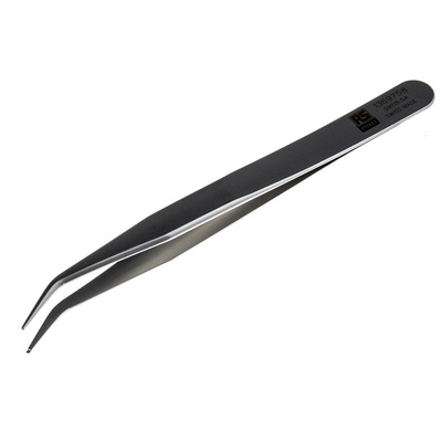 RS PRO 120 mm, Stainless Steel, Grooved, Tweezers