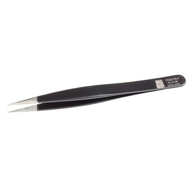 RS PRO 120 mm, Stainless Steel, Flat, ESD Tweezers