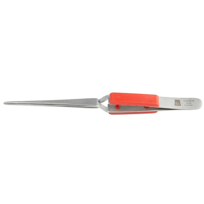 RS PRO 165 mm, Stainless Steel, Blunt; Round; Serrated, Tweezers