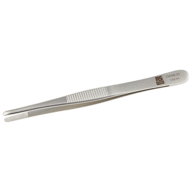 RS PRO 120 mm, Stainless Steel, Blunt, Tweezers