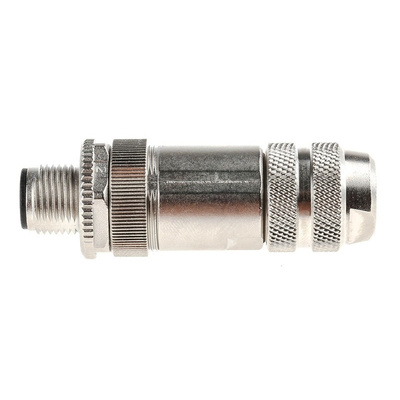 Binder Screw Connector, 4 Contacts, Cable Mount M12, IP67