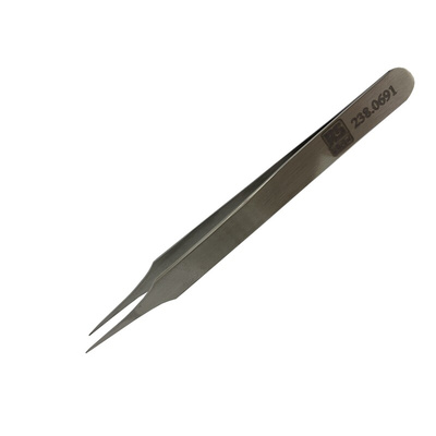 RS PRO 120 mm, Low Carbon Austenitic Steel, Pointed, Straight, Tweezer