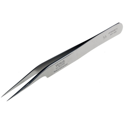 RS PRO 115 mm, Stainless Steel, Oblique, Tweezers