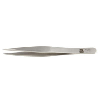 RS PRO 120 mm, Stainless Steel, Flat, Tweezers