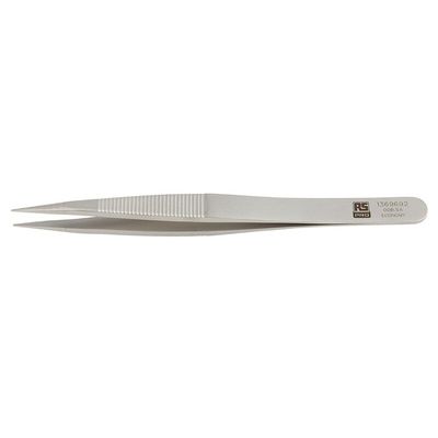 RS PRO 120 mm, Stainless Steel, Flat, Tweezers