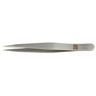 RS PRO 90 mm, Stainless Steel, Flat, Tweezers