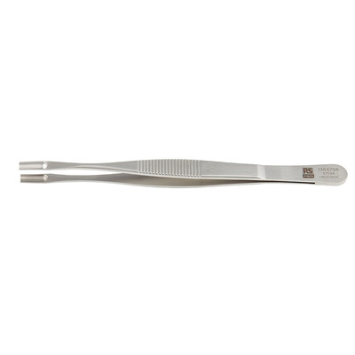 RS PRO 145 mm, Stainless Steel, Grooved; Cylindrical, Tweezers