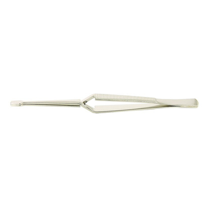 RS PRO 160 mm, Carbon Steel, Flat; Serrated, Tweezers