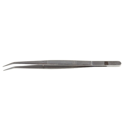 RS PRO 155 mm, Stainless Steel, Serrated, Tweezers