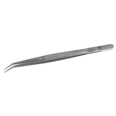 RS PRO 155 mm, Stainless Steel, Serrated, Tweezers