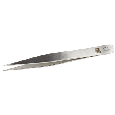 RS PRO 120 mm, Stainless Steel, Flat, Tweezers