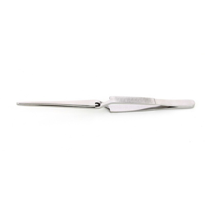 RS PRO 165 mm, Stainless Steel, Blunt; Round; Serrated, Tweezers