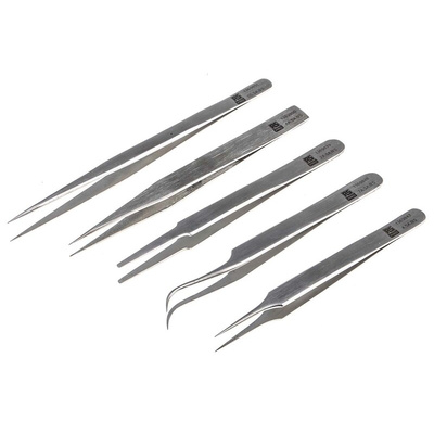 RS PRO Stainless Steel, Tweezer Set