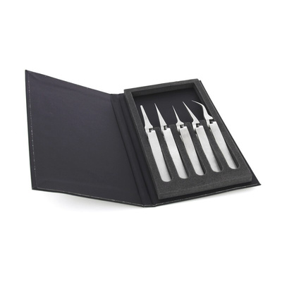 ideal-tek 185 mm, Stainless Steel, Angle, Flat, Tweezer Set