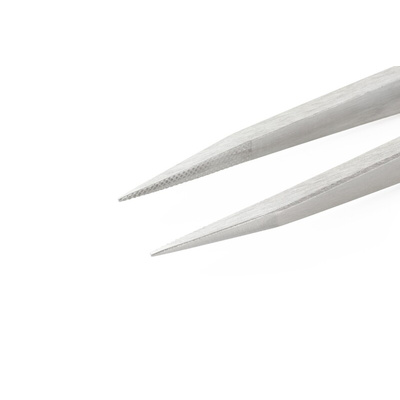 Weller Erem 120 mm, Stainless Steel, Pointed; Inside Serrated, Tweezers