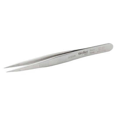 Weller Erem 120 mm, Stainless Steel, Pointed; Inside Serrated, Tweezers