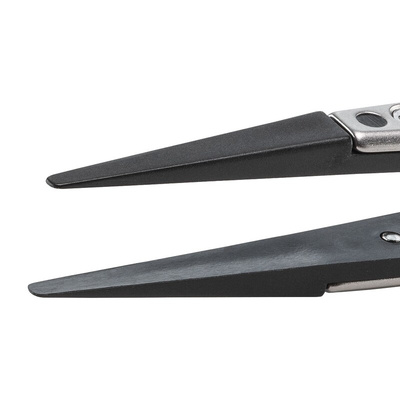 ideal-tek 130 mm, PEEK (Tip), Stainless Steel (Body), Flat; Rounded, ESD Tweezers