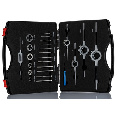 RS PRO 24-Piece HSS Tap & Die Set, 3/16 in BSW - 1/2 in BSW Taps, 3/16 in BSW - 1/2 in BSW Dies