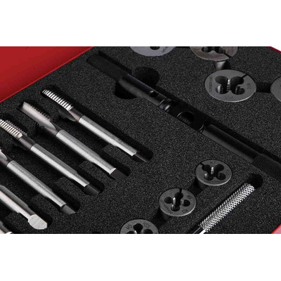 Dormer 19-Piece HSS Thread Tap & Die Set, M5 - M12 Taps, M5 - M12 Dies