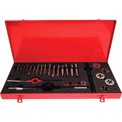Dormer 19-Piece HSS Thread Tap & Die Set, M5 - M12 Taps, M5 - M12 Dies