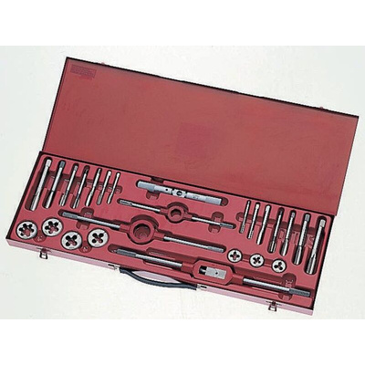 Dormer 18-Piece HSS Thread Tap & Die Set, 1/4 in UNC - 3/4 in UNC Taps, 1/4 in UNC - 3/4 in UNC Dies