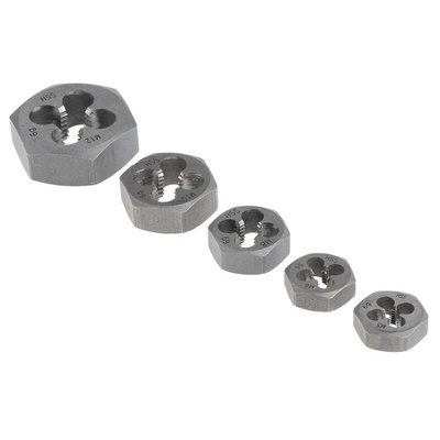RS PRO M5 to M12 Carbon Steel 5 piece Die Nut Set