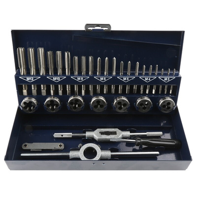 EVENTUS 16-Piece HSS Thread Tap & Die Set, M3 - M12 Taps, M3 - M12 Dies