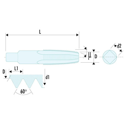 Facom Threading Tap, M14 Thread, 2mm Pitch, Metric Standard