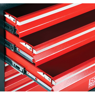 RS PRO 7 drawer Steel Wheeled Tool Chest, 975mm x 450mm x 710mm