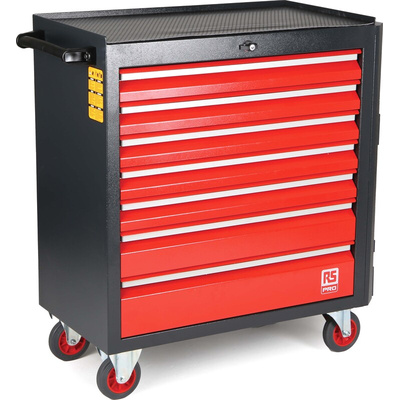 RS PRO 7 drawer Steel Wheeled Tool Chest, 975mm x 450mm x 710mm