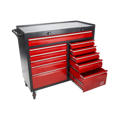 RS PRO 11 drawer Steel Wheeled Tool Chest, 985mm x 450mm x 1085mm