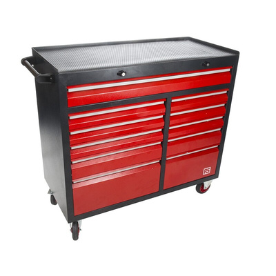 RS PRO 11 drawer Steel Wheeled Tool Chest, 985mm x 450mm x 1085mm