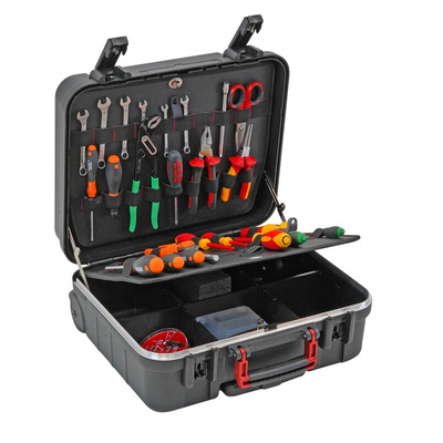 RS PRO 2 drawers  Polypropylene Tool Case, with 2 Wheels, 430 x 320 x 190mm