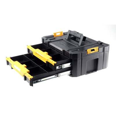 DeWALT TStak Tool Storage 2 drawers  Plastic Tool Box, 314.2 x 440 x 314.2mm