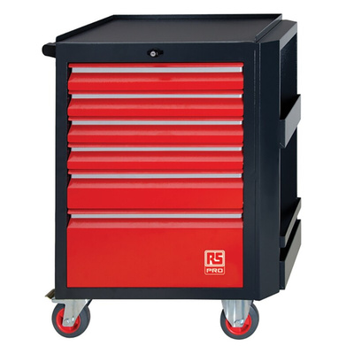 RS PRO 6 drawer Steel Wheeled Tool Chest, 975mm x 450mm x 710mm