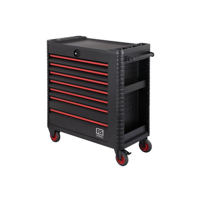 RS PRO 7 drawer Steel Wheeled Tool Chest, 1018mm x 458mm x 922mm