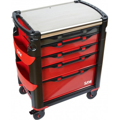 SAM 5 drawer Stainless Steel Wheeled Tool Trolley, 1m x 834mm x 60 X 90 X 113cm