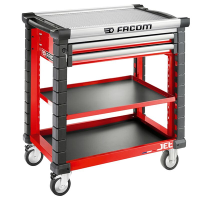 Facom 2 drawer Aluminium Wheeled Tool Trolley, 1.01m x 575mm x 1m