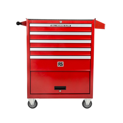 RS PRO 5 drawer Steel Wheeled Tool Chest, 860mm x 690mm x 460mm