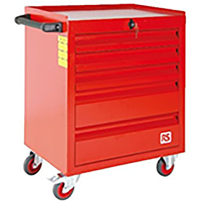 RS PRO 5 drawer Steel Wheeled Tool Chest, 830mm x 630mm x 450mm