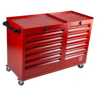 RS PRO 12 drawer Steel Wheeled Tool Chest, 870mm x 1085mm x 450mm