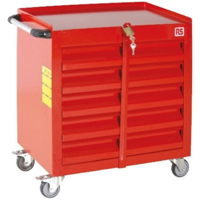 RS PRO 5 drawer Steel Wheeled Tool Chest, 650mm x 560mm x 350mm