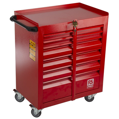 RS PRO 6 drawer Steel Wheeled Tool Chest, 750mm x 560mm x 350mm