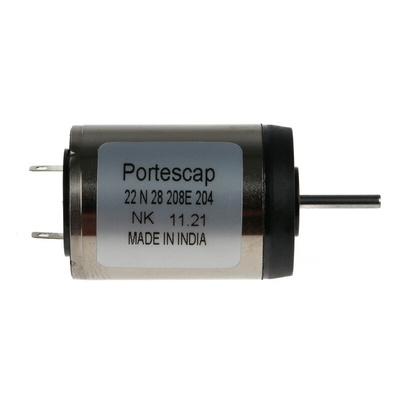 Portescap Brushed DC Motor, 3.8 W, 18 V dc, 7 mNm, 6300 rpm, 2mm Shaft Diameter
