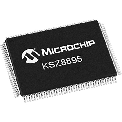 Microchip KSZ8895FQXIA, Ethernet Switch IC, 10/100Mbps, 3.3 V, 128-Pin PQFP