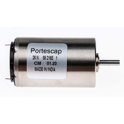Portescap Brushed DC Motor, 5.75 W, 12 V dc, 17.3 mNm, 4700 rpm, 3mm Shaft Diameter
