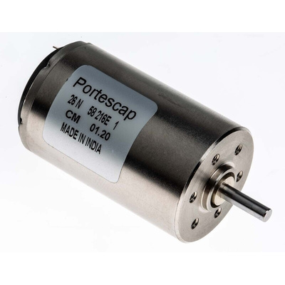 Portescap Brushed DC Motor, 5.75 W, 12 V dc, 17.3 mNm, 4700 rpm, 3mm Shaft Diameter