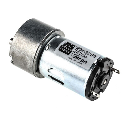 RS PRO Geared DC Geared Motor, 24 V dc, 10 Ncm, 190 rpm, 5mm Shaft Diameter