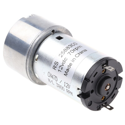 RS PRO Geared DC Geared Motor, 12 V dc, 20 Ncm, 70 rpm, 5mm Shaft Diameter